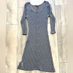 Tommy Bahamas Grey Cotton/Nylon/Linen Blend Crochet Midi Summer Beach Dress M